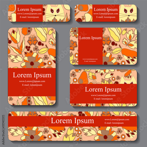 stock vector set of busines card. decorative ornament. doodle de