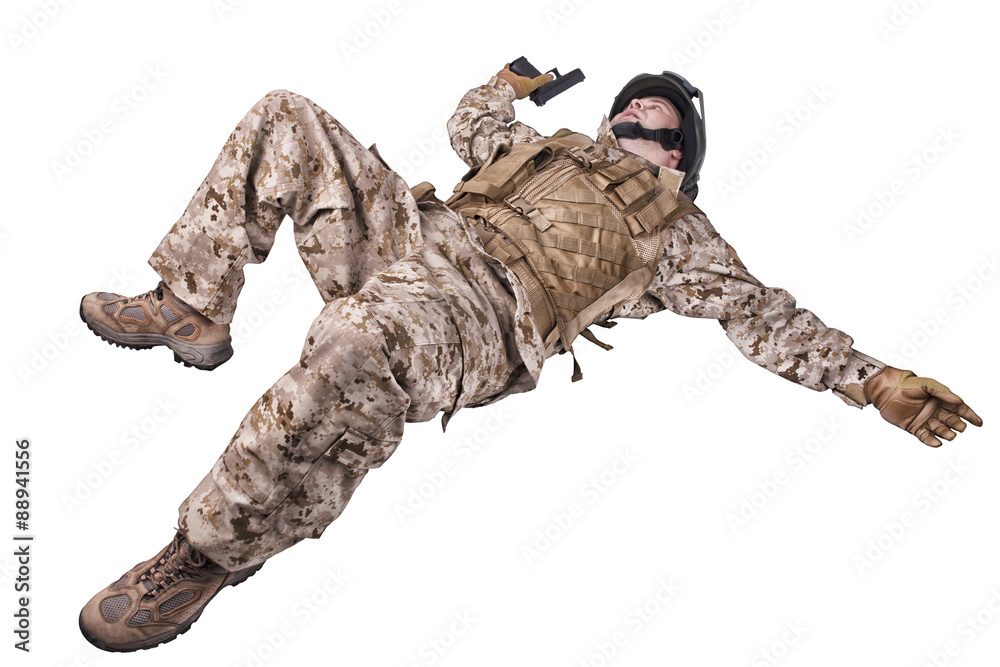 Naklejka premium Lying dead soldier