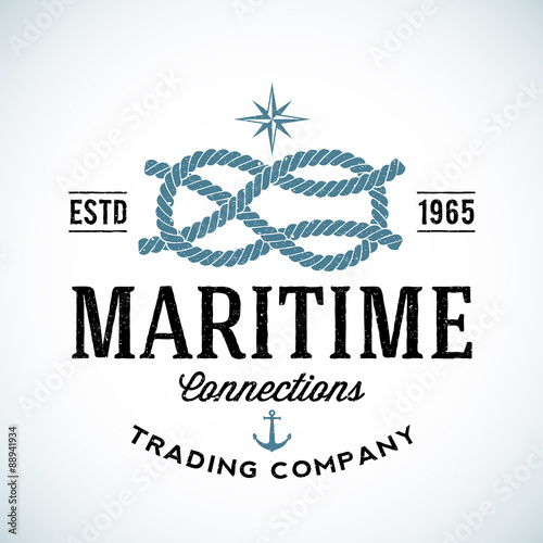 Vintage Maritime Trading Company Vector Logo Template with