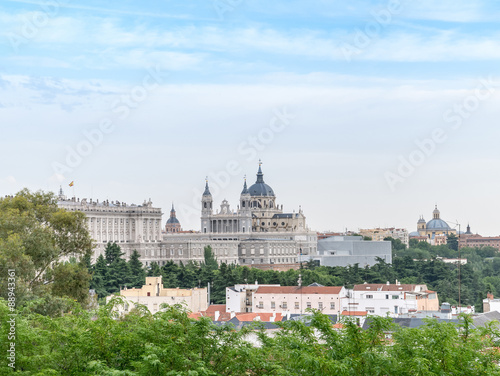 Madrid Skyline with the Royal Palace and the Almudena Cathedral © naughtynut