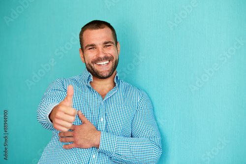 Happy man with thumb up