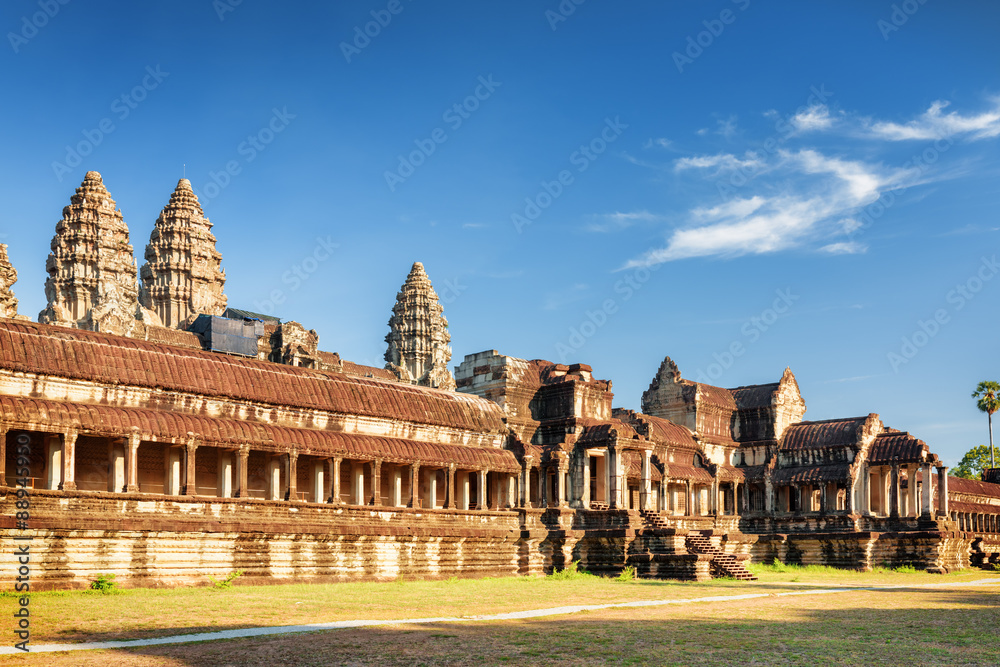 East facade of ancient temple complex Angkor Wat, Cambodia