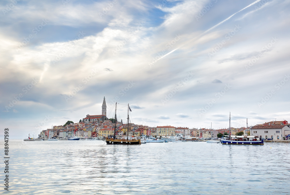 Old Istrian town of Rovinj or Rovigno in Croatia in the late afternoon.