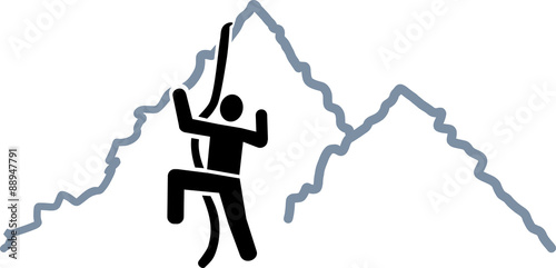 Climbing on mountains icon