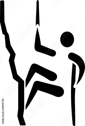 Climbing rappelling icon