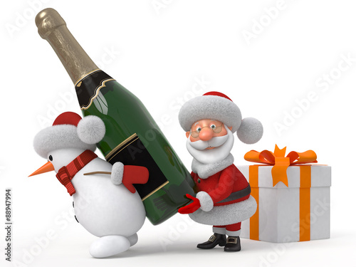 Santa Claus with a champagne bottle