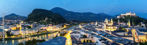 Salzburg Austria at dusk panorama