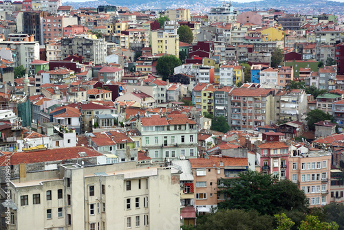 Types of Istanbul aerial view. Houses and public buildings densely cover an area of Istanbul. This is due to the fact that the buildings in Istanbul, built very close to each other. 