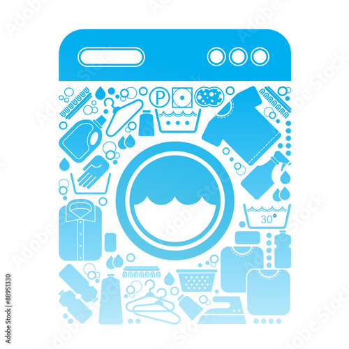 Composition with laundry symbols.
