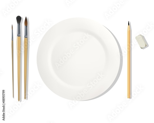 Profession feeds. Painter. EPS. Dinner placemats for a painter. Vector illustration. White background