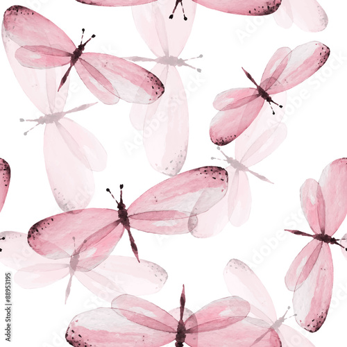 The pattern of butterflies. Seamless vector background. Watercolor illustration 10