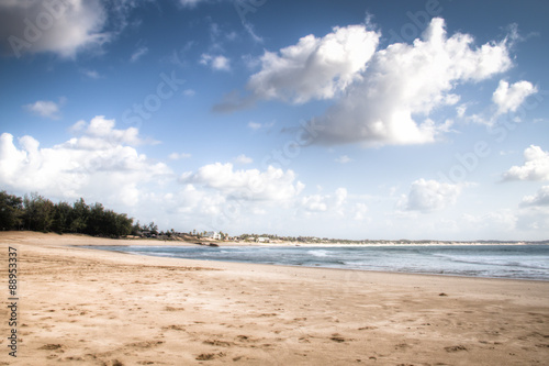 Very rustic and empty beach at the Indian Ocean in the coastal town Praia do Tofo in Inhambane, Mozambique
 photo