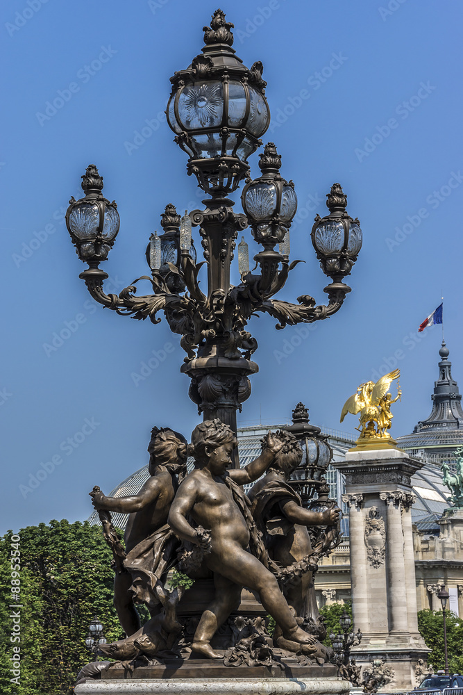 Famous Alexandre III Bridge. Paris, France.