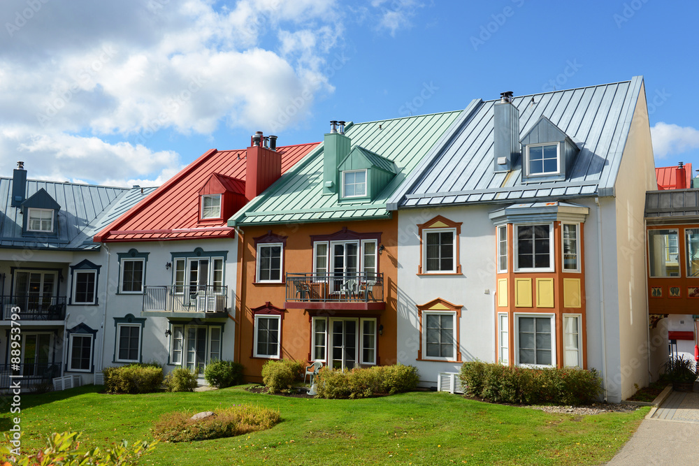 Colorful Houses at villiage of Mont-Tremblant, Quebec, Canada