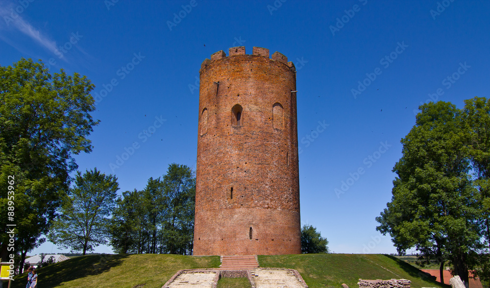View on an old tower in Belarus