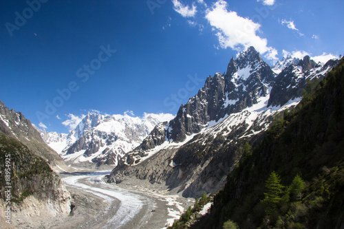 Peaks in snow and glacier nearby Chamonix #88954925