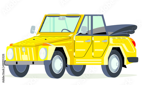 Caricatura 181 type abierto parcial amarillo vista frontal y lateral