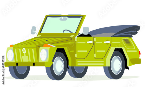 Caricatura 181 type abierto verde vista frontal y lateral