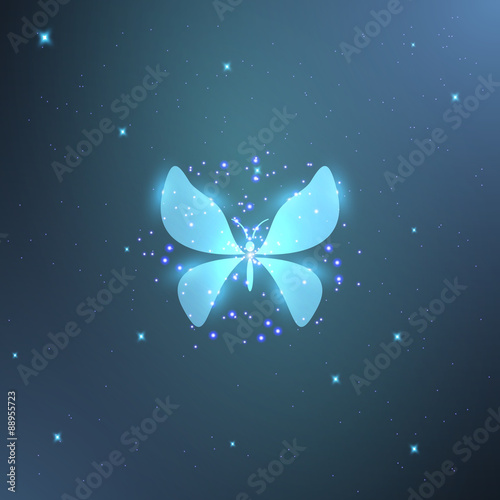 Neon butterfly in space © flexelf
