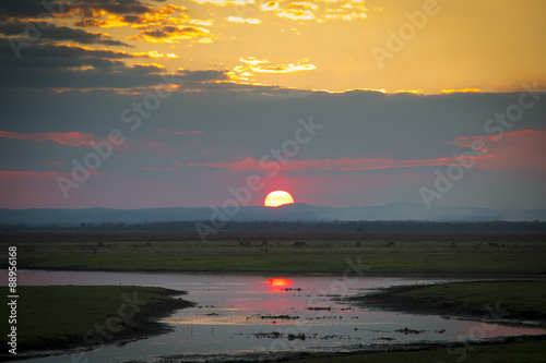 Sunset over the National Park Gorongosa in the center of Mozambique
