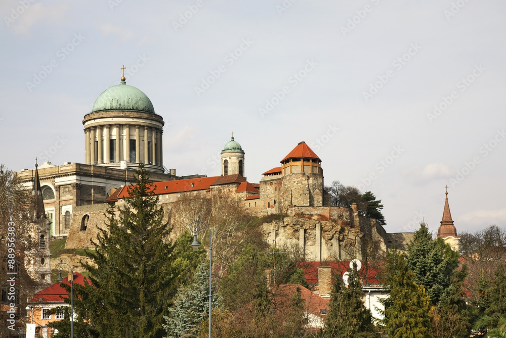 Cathedral and Royal castle in Esztergom. Hungary