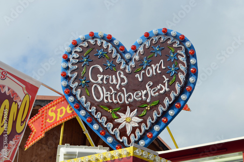 Traditional gingerbread heart on the market of Oktoberfest, Munich, Germany photo