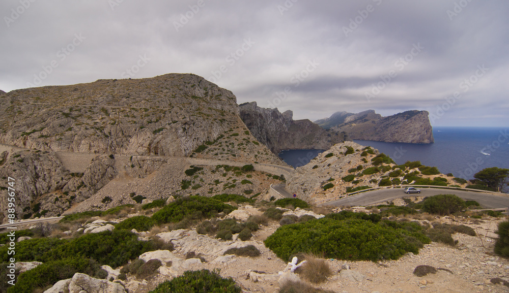 Pretty mountains, sea and coast line of Mallorca island in Spain