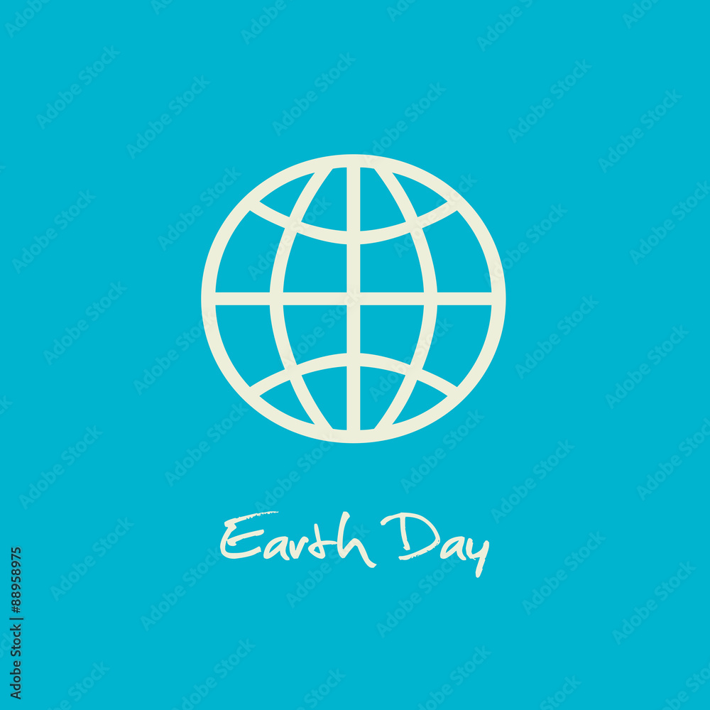 Simple Earth Day April 22 graphic with blue background. Simple Earth Day April 22 graphic with blue background.