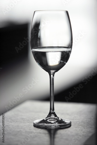 Glass of wine, black and white