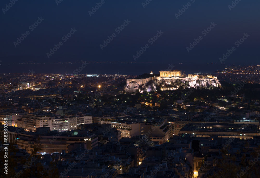 Greece Athens night acropolis