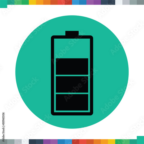 Flat battery charge icon, power decreasing.