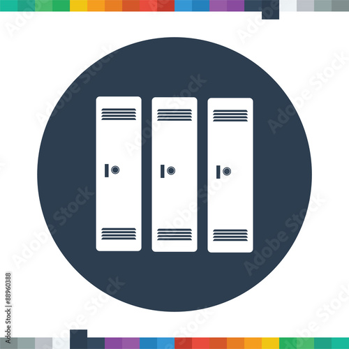 Flat locker icon in a circle.