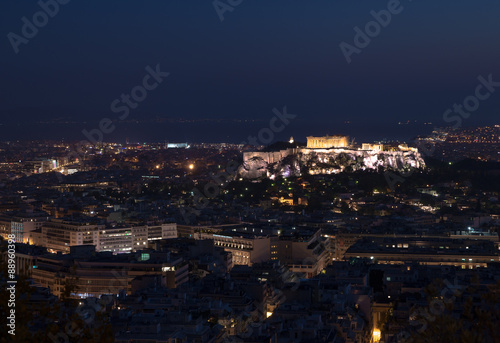 Greece Athens night acropolis