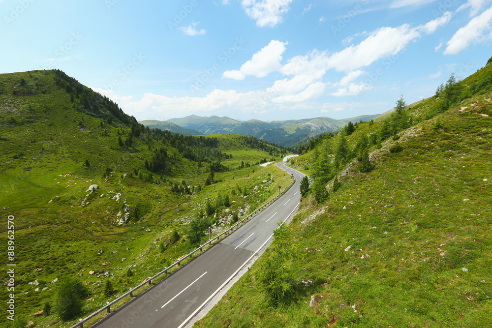 Alpine Road Nockalm in Carinthia, Austria