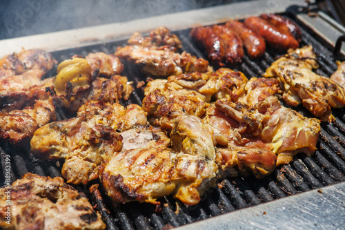 Barbecue Grilled Chicken and sausages