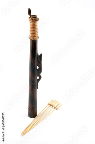 Fényképezés Borneo Dyak Short Blowpipe and Bamboo Darts