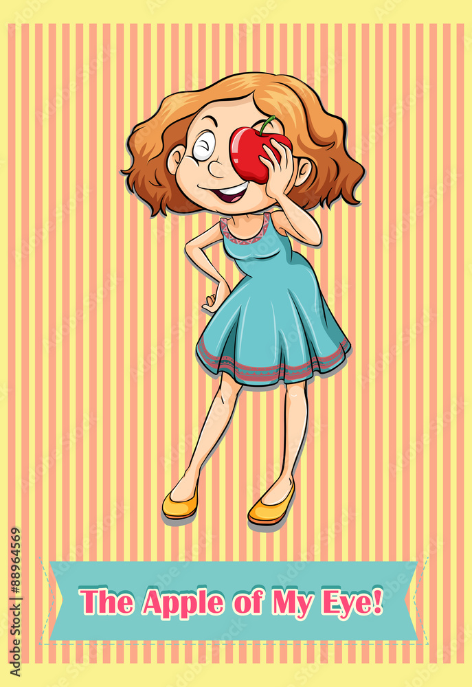 Woman holding apple at the eye