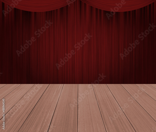 The wood floor with curtain