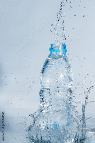 Bottle of drinking water splash