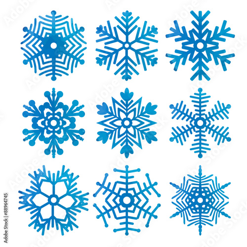 Watercolor snowflakes. Vector