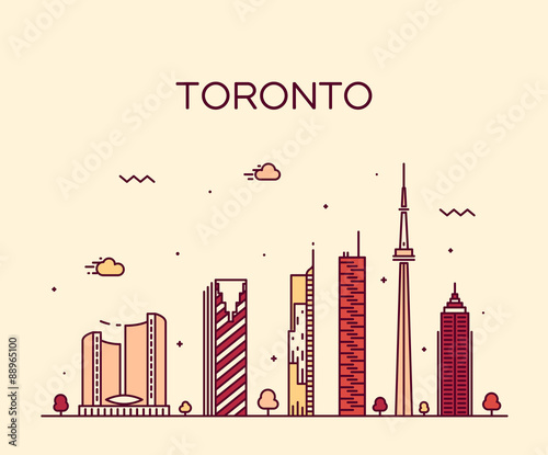 Toronto skyline trendy vector illustration linear photo