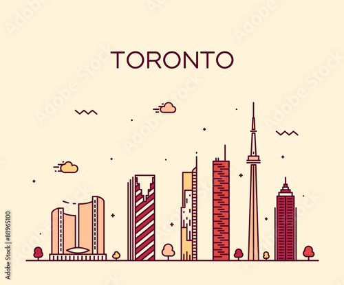 Toronto skyline trendy vector illustration linear
