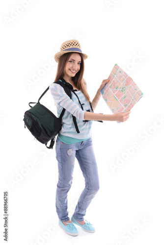 Traveler with map isolated ...