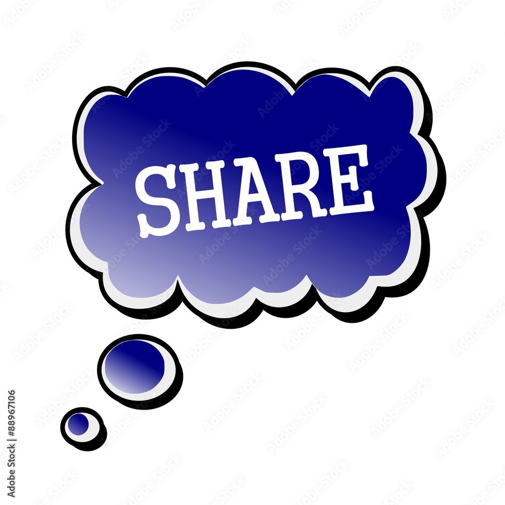 Share white stamp text on blueblack Speech Bubble Share white stamp text on blueblack Speech Bubble