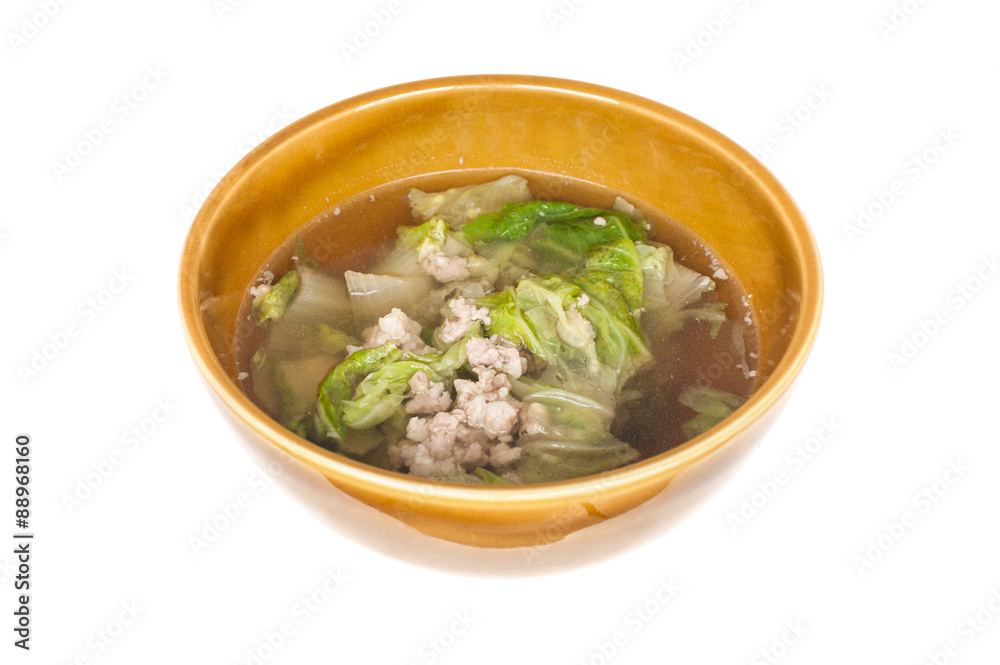 Soup made from pork and vegetable, Isolated