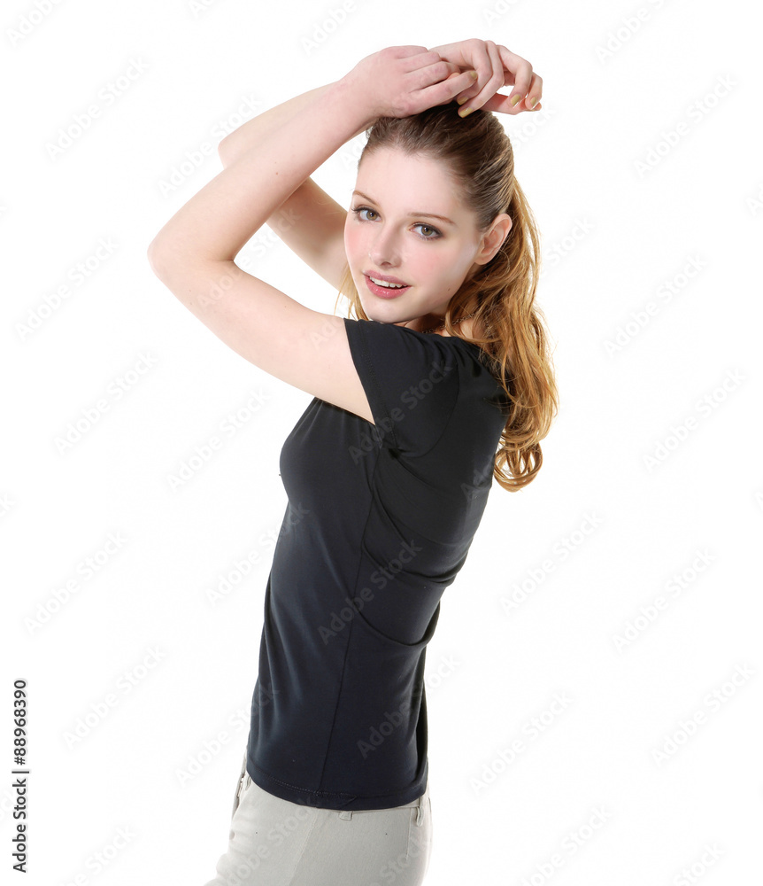 Portrait of a beautiful young woman isolated against white background Portrait of a beautiful young woman isolated against white background