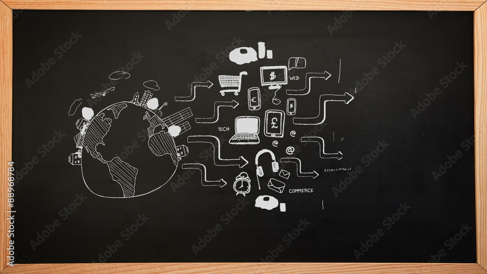 Business brainstorm appearing on chalkboard Business brainstorm appearing on chalkboard