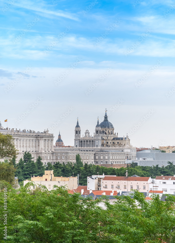 Madrid Skyline with the Royal Palace and the Almudena Cathedral