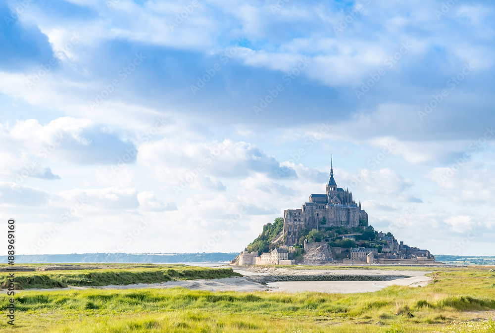 Mont St Michel world famous tourist attraction in Normandy, Fran