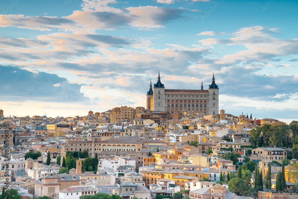 Toledo, Spain town city view at the alcazar - obrazy, fototapety, plakaty 